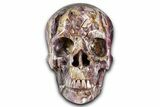 Realistic, Brecciated Banded Purple Fluorite Skull #378652-1